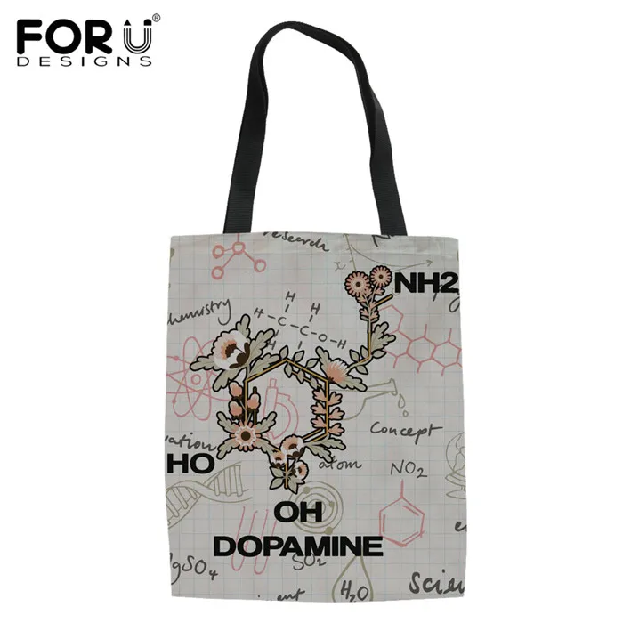 RH0600Z22 FORUDESIGNS/Пастельная Цветочная химия, многоразовая складная сумка для похода в магазин, женская сумка через плечо, Хлопковая сумка для покупок - Цвет: RH0600Z22
