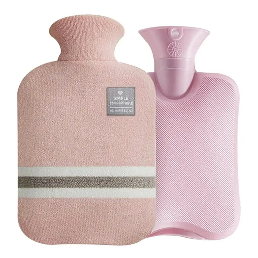 Bolsa de agua caliente con cubierta de tela gruesa de PVC, 6 colores, goma de riego, calentadores de manos, bolsa aislante cálida de palacio