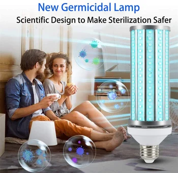 

110V 220V UV Disinfection Lamp Indoor Ultraviolet Germicidal Lamp 60W Portable E27 Led UV Corn Light Bulb Sanitizer Light