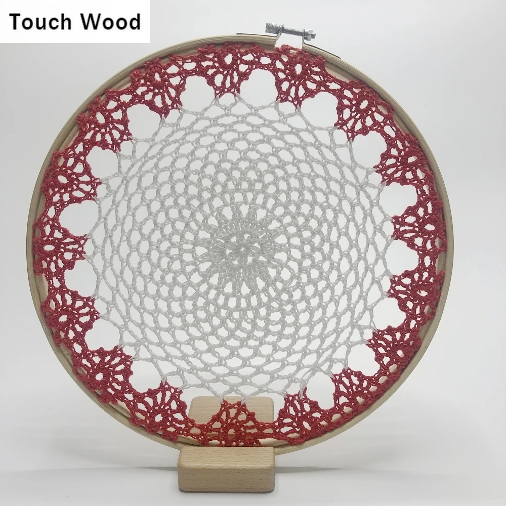 

Handmade Crochet Lace Accessory Decoration Nature Bamboo Cases Jewellry Display Decor earring holder / diameter 26cm