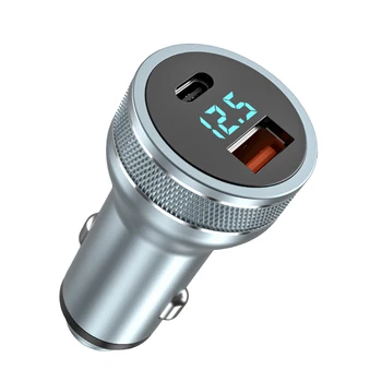 

36W Dual Port Car Charger with Digital Voltmeter for 12-24V Vehicles Charging Starting Systems