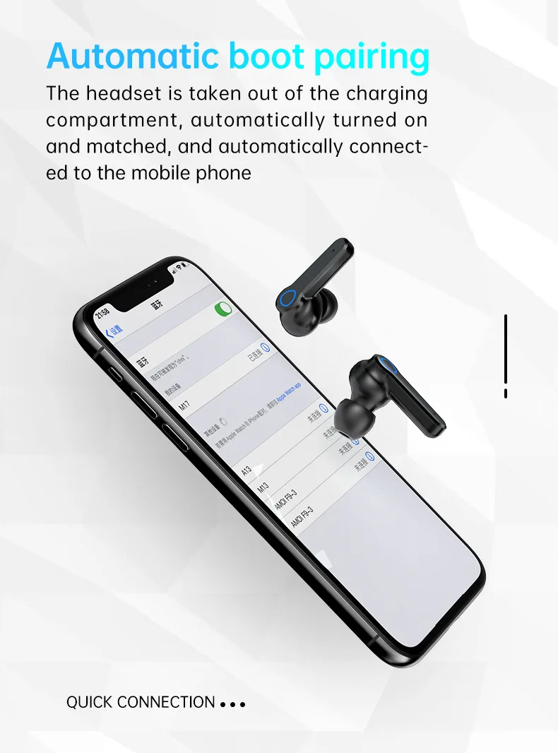 Fones de Ouvido Fone com Microfone Tws sem Fio Bluetooth Redução Ruído Toque Alta Fidelidade Estéreo Caixa Carregamento Lanterna M19 5.1 4 M19 tws sem fio fones de ouvido