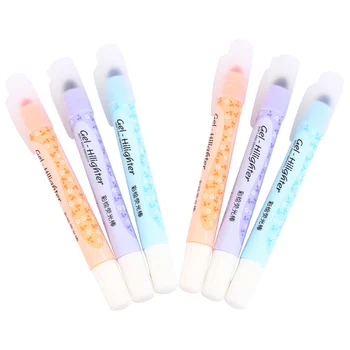

6Pcs Highlighter Pen Various Colorful Beautiful Solid Highlighter Fluorescent Pen Marker Pen for Office Kids School