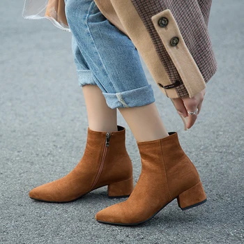 

LVABC Women's Boots Pointed Toe Yarn Elastic Ankle Boots Thick Heel High Heels Shoes Woman Female Socks Boots 2019 Spring 33-43