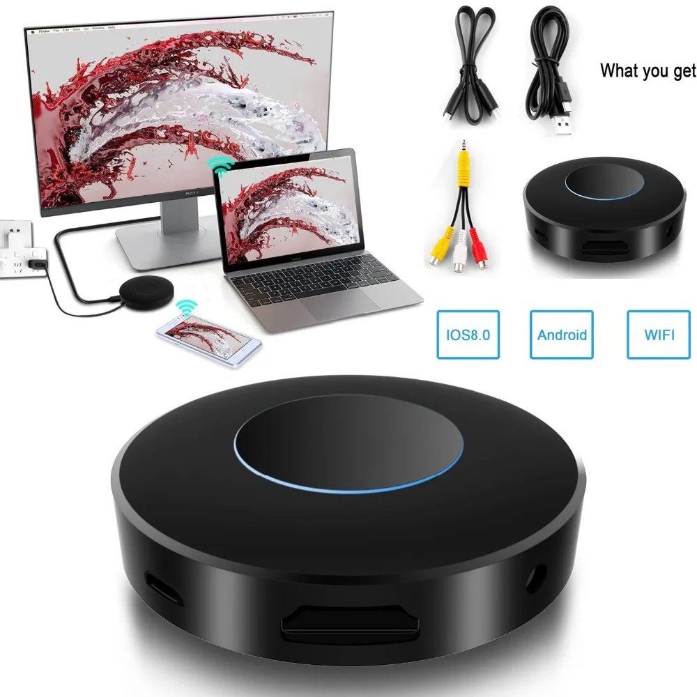Для автомобиля Airplay Miracast Mira экран Wifi беспроводной дисплей ключ AV RCA HDMI-совместимый
