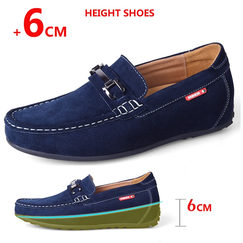 Suede Leather Loafers Man Elevator Shoes Height Increase Shoes for Men Insole 6cm Drive Business Fashion Lift Sneakers leather shoes