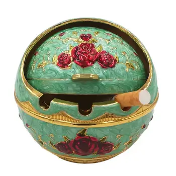 

Windproof Ashtray with Lid for Outdoor and Indoor Use,Metal Portable Cigarette Ashtray with Gift Box,Ball Ashtray,Silver Rose