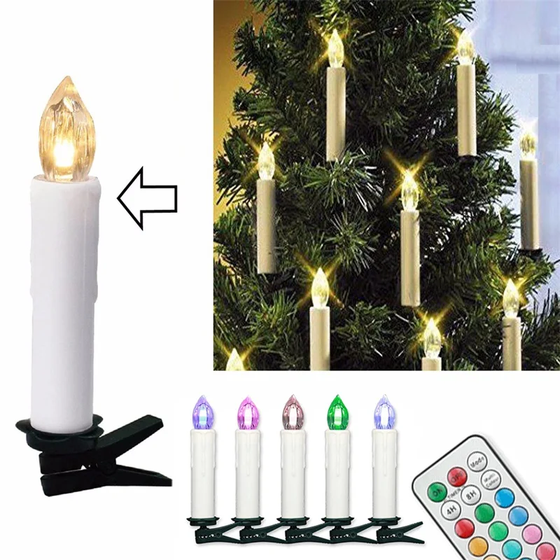 Christmas Tree Tear Candle LED Home Wedding Birthday Battery Operated RC 10 Pcs 