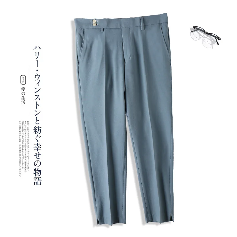 Zogaa 2019 New Summer Autumn Male Trousers Mens Korean Version Slim Feet Straight Suit Pants Cotton Smart Casual Male Suit Pants