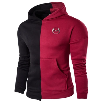 

Harajuku Style Men Hoodies Sweatshirts Patchwork Hooded Mazda LOGO Pullover Personality Warm Leisure Wild Tops Fast delivery