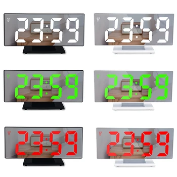

Alarm Clock LED Digital Clock Multifunction Mirror Snooze Display Time Night LCD Table Light Office USB Cable Digital Clock