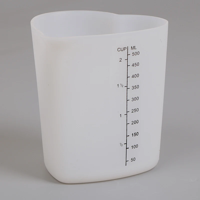 500ml Transparent Soft Silicone Measuring Cup Graduated Beaker Baking Milk Cups 