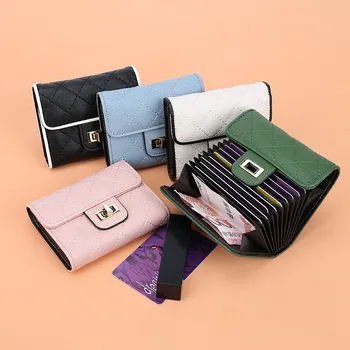 

New Women's Organ Card Holder Leather ID Card Holder Sewing Multi-Card Holder Large Capacity Business Card Holder