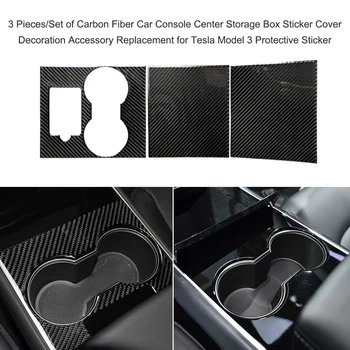 

Carbon Fiber Car Console Center Storage Box Sticker Cover Decoration Accessory Replacement for Tesla Model 3 car Protect