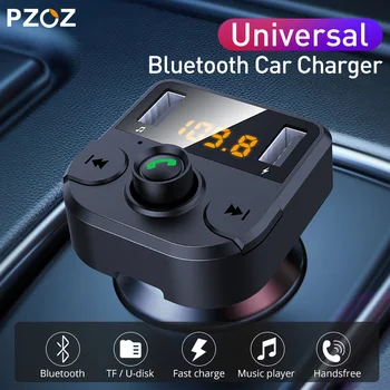 

PZOZ Car Charger Wireless FM Transmitter Bluetooth Audio MP3 USB stick Player TF Card Car Kit Dual USB Charger Fast Charging