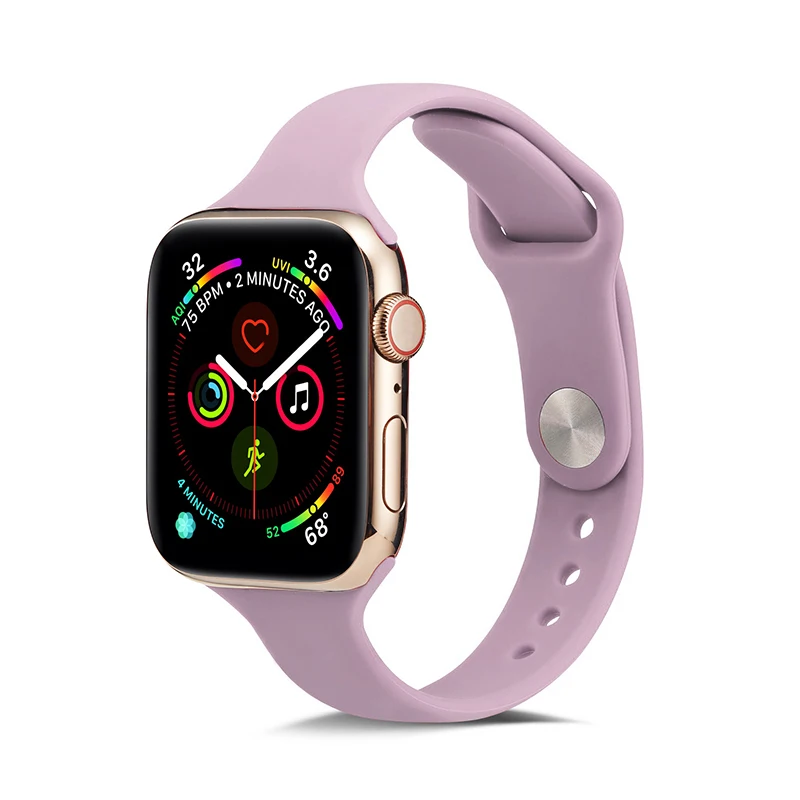 Мягкий тонкий силиконовый спортивный ремешок для Apple Watch 5 4 3 2 1 38 мм 42 мм, резиновый ремешок для часов Iwatch series 5 4 40 мм 44 мм - Цвет ремешка: 14 Purple