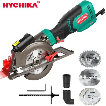 

HYCHIKA Mini Circular Saw, 750W Laser Guide Electric Circular Saw, 3500RPM Saw Power Tool with 6 Blades