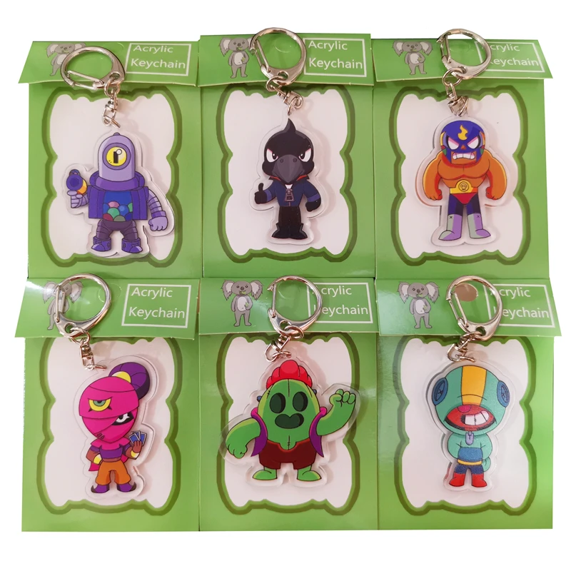 

Brawl Stars Game anime character cartoon star hero transparent keychain Spike Shelly cute acrylic keychain child birthday gift