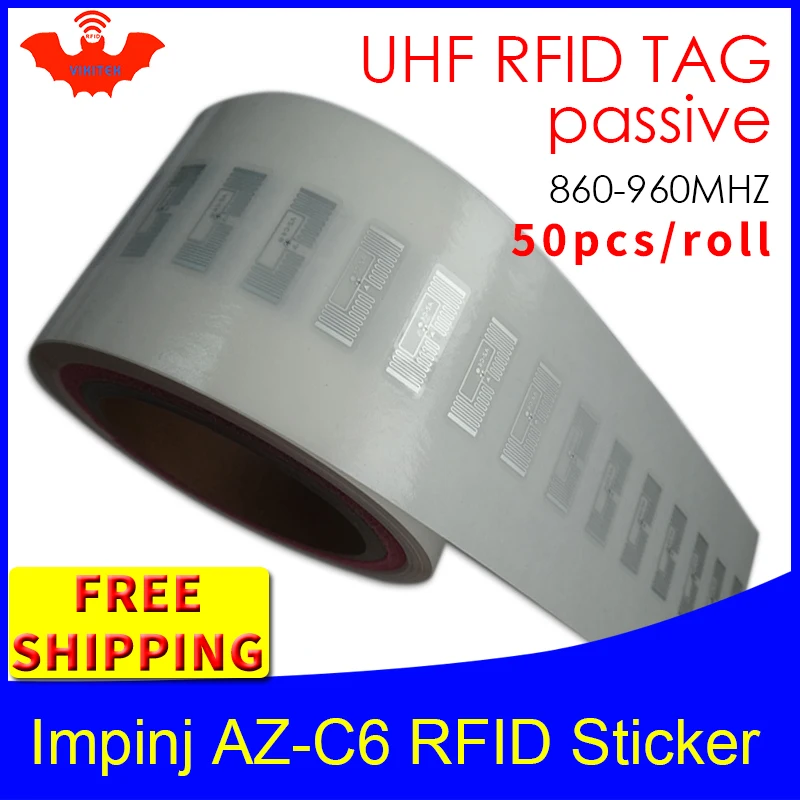 Rfid-теги UHF стикер Impinj monsar6 AZ-C6 влажная инкрустация 915m868m 860-960MHZ EPC 6C 50 шт. клей пассивный RFID этикетка