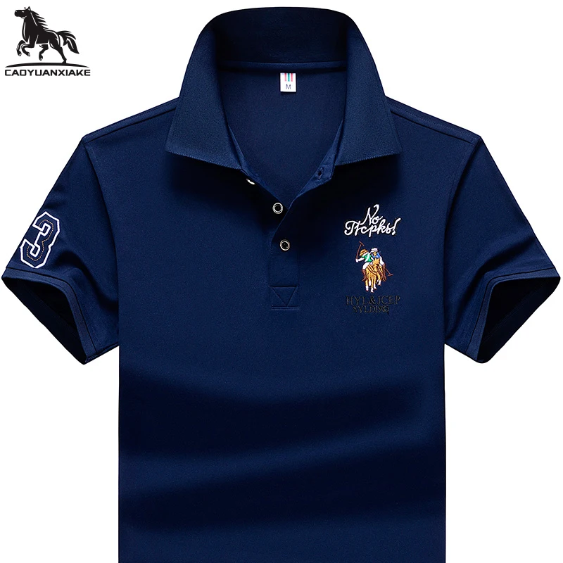 Летняя мужская рубашка поло, 95% синтетического волокна, Мужская рубашка поло с коротким рукавом, мужская вышитая деловая Повседневная рубашка поло 1733|Поло|   | АлиЭкспресс