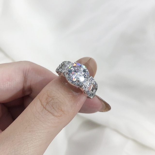 Diamond Rings For Women Zircon Charms Bridal White Gold Engagement Promise Ring Trendy Korean Marriage Jewelry Wholesale