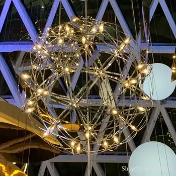 

Sale Stainless Steel LED Pendant Lights Sparking Ball Hanging Lamp Lighting Fixtures Hotel Lobby Suspension Luminaire Home Decor