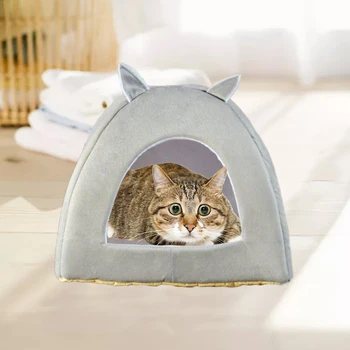 

Portable Dog Cat Winter Warm Kennel Indoor Puppy Bed Cave Cute Rabbit Ears Sleeping Nest Pet Products