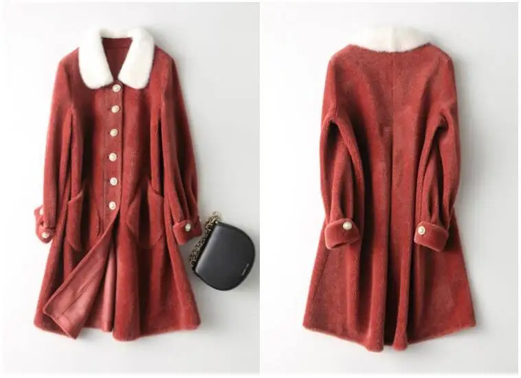 Real Fur Coat Mink Fur Collar Wool Jacket Autumn Winter Coat Women Clothes Sheep Shearling Korean Tops Abrigo Mujer ZT3668