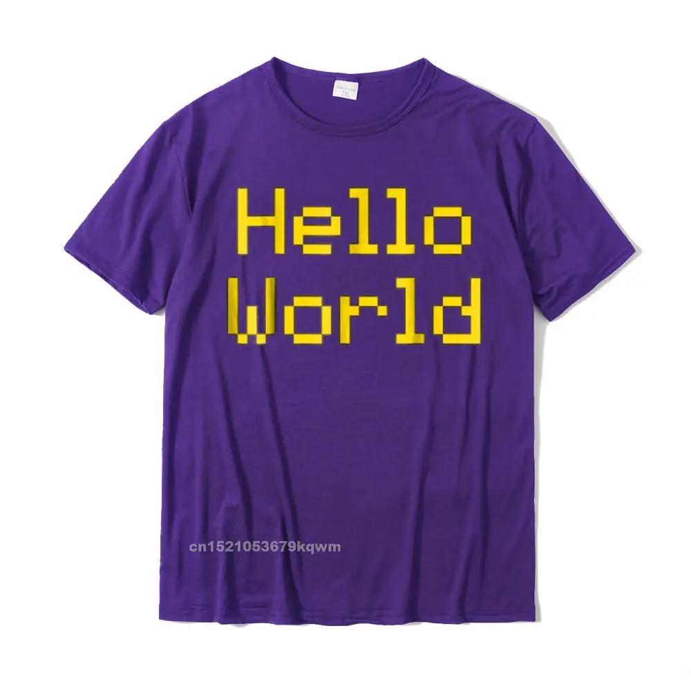 Printed On Hot Sale Men T Shirt Round Collar Short Sleeve 100% Cotton Fabric Tees Casual Tops Shirts Wholesale Hello World T-Shirt Coding Programming Tee Shirt__4857 purple