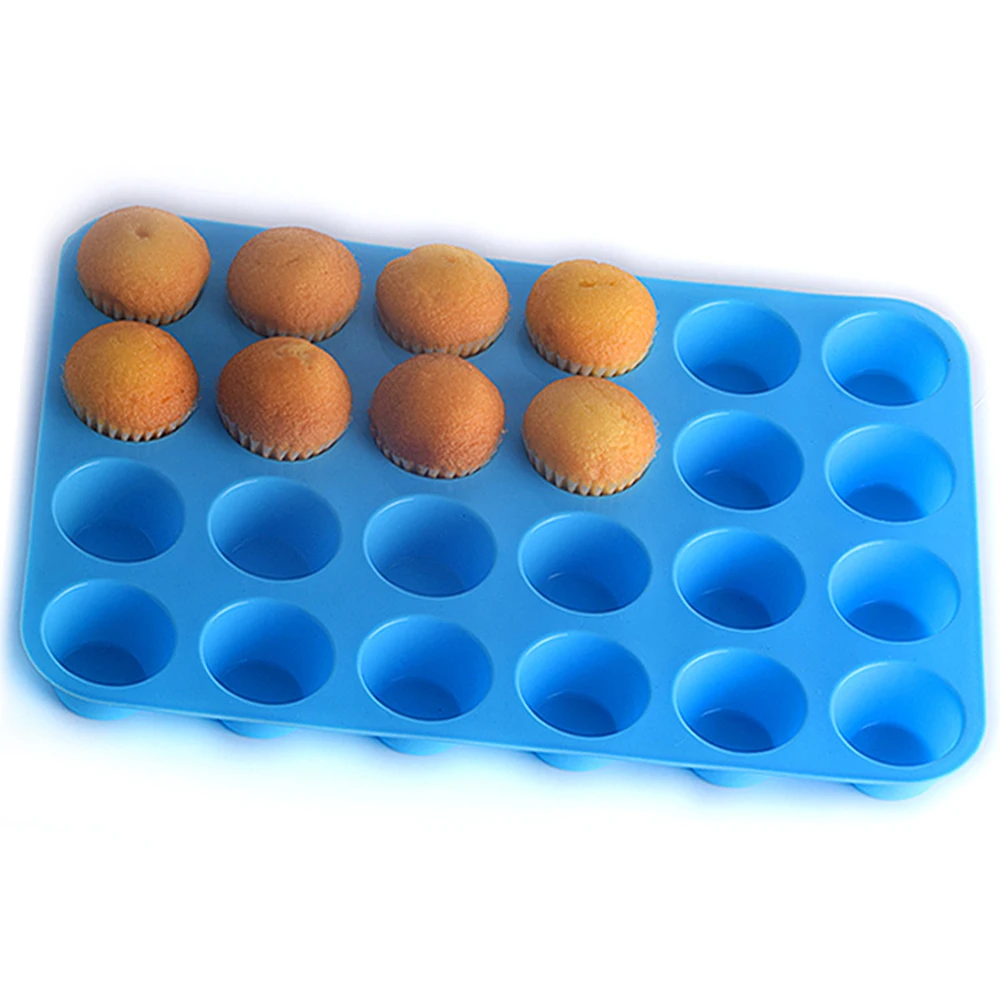 

Thickened Integrated 24-hole Multi-grid Round Silicone Muffin Cup Mold Jelly Biscuit Baking Pan Cake Baking Mold Kitchen Tool