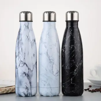

500ML Vacuum Insulated Water Bottle Flask Thermal Sport Chilly Hot Cold Cup Stainless Steel Creative Mug Marble Head Cup