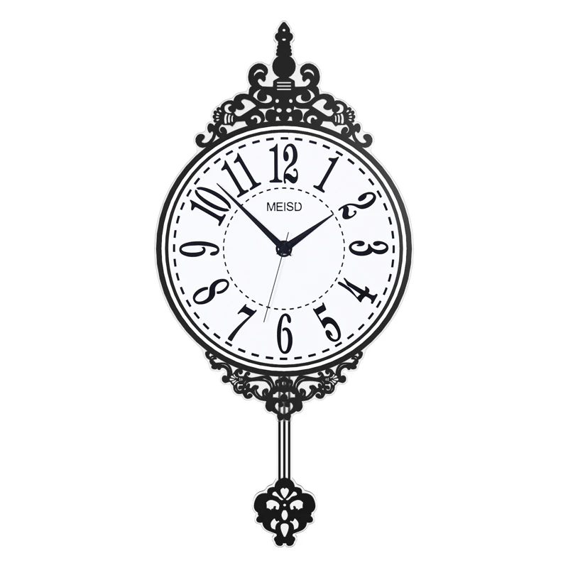 GH Европейский стиль развевающиеся круглые настенные часы современный дизайн винтажные Подвесные часы настенные маятниковые часы для гостиной - Цвет: A