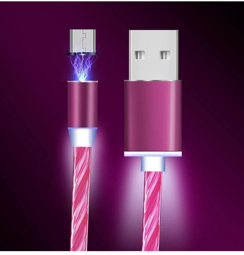 2 м светодиодный светящийся поток данных USB зарядное устройство type C/Micro USB/8 контактный кабель для зарядки для iPhone X samsung Galaxy Note зарядный провод шнур