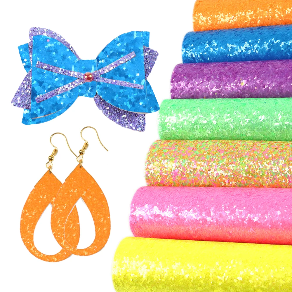 New 20*34cm Plain Chunky Glitter Faux Synthetic Leather For Bow-knot bags Wallet Phone Case Scrapbook DIY,1Yc8091