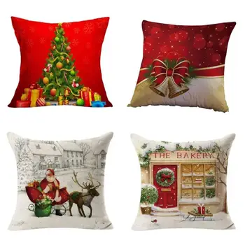 

2020 Hot 4pcs/set 45X45cm Christmas Pillowcase Sofa Pillow Cover Pillow Decoration Case Linen Cushion Cover For Home Car