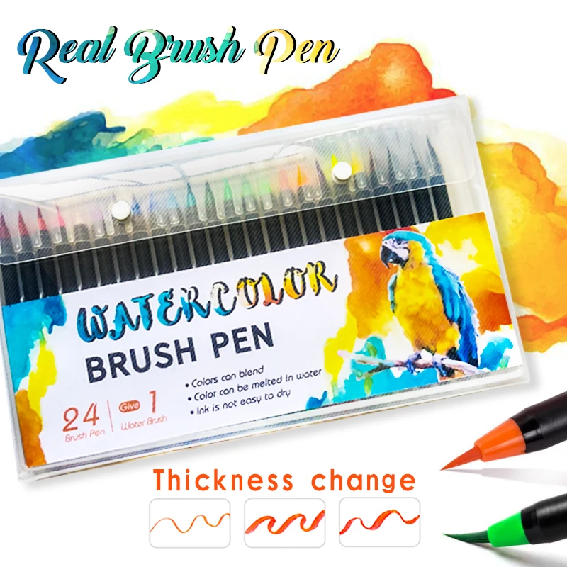 

12/20/24/48PCS Real Brush Pen with Flexible Nylon Brush Tips, Paint Markers for Coloring, Calligraphy School Art Supplies
