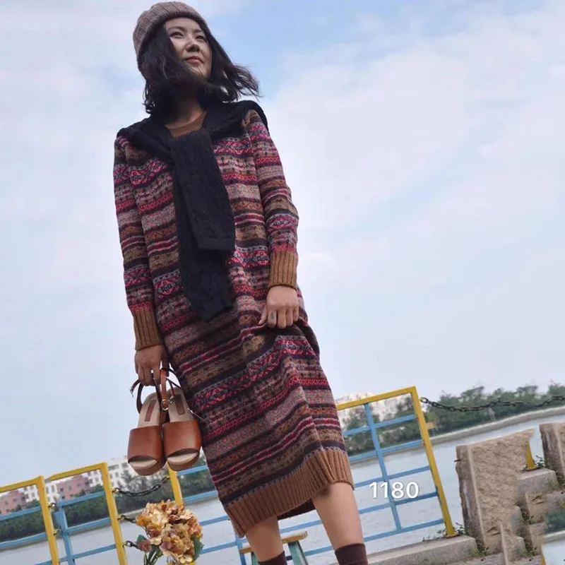 Warm Sweater Women Autumn Dress Winter Long Sweater Knitted Dresses Long loose Maxi Oversize Lady Dresses Robe Vestidos
