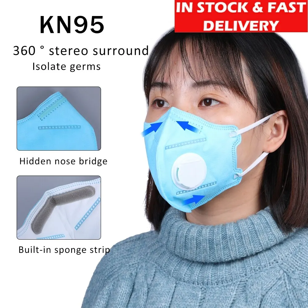 

100PCS KN95 Adult Vertical anti virus Folding Nonwoven Valved Dust Mask 2.5 Respirator Mouth Mask With Valve Gauze Mask