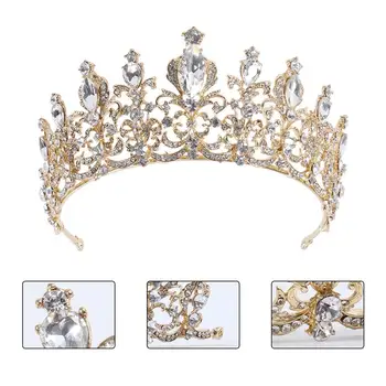 

Luxurious Headwear Crown Wedding Crown European Women Headdress Round Shape Bride Crown Alloy Rhinestone Inlaid Crown For Women