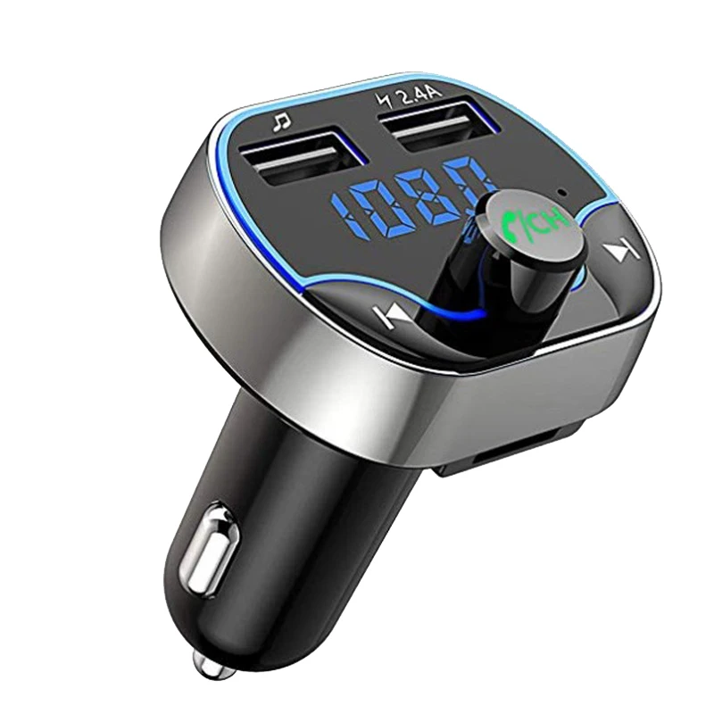 T24 автомобильный fm-передатчик двойное USB быстрое зарядное устройство голосовая