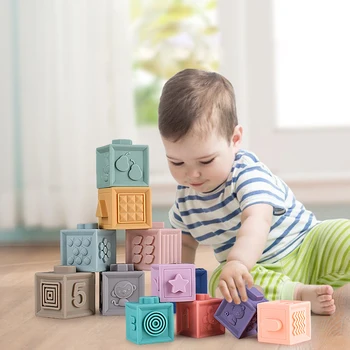 

Learning Educational Baby Toy Building Blocks 3D Touch Ball Baby Massage Rubber Teethers Squeeze Bath juguetes Toys for children