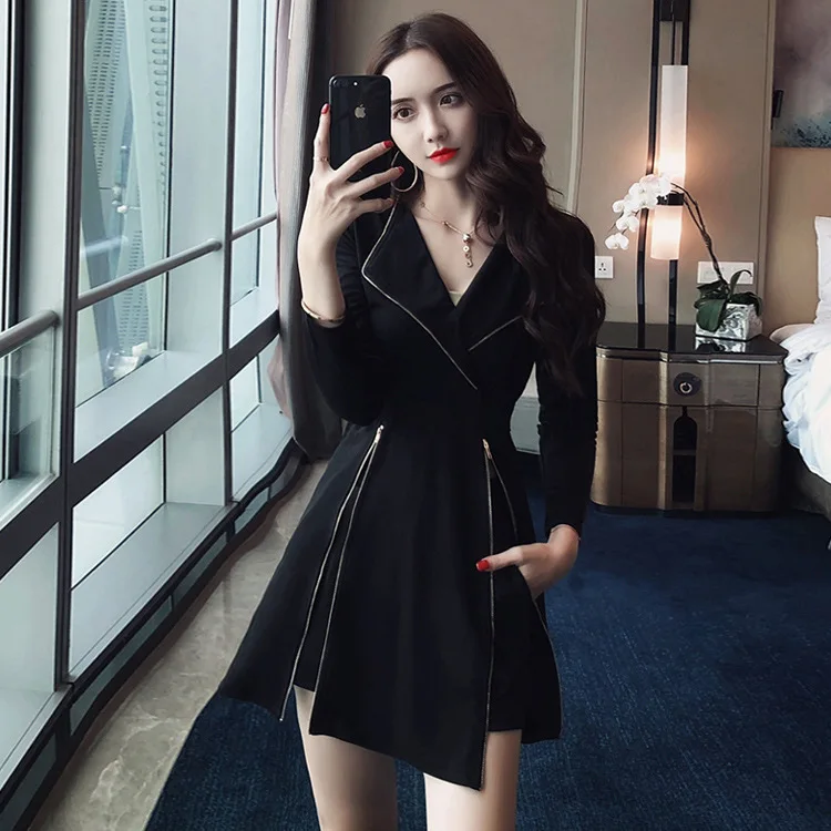 Dong Small Demon осеннее Новое Стильное женское красное платье знаменитостей в Корейском стиле, приталенное женское платье из двух частей