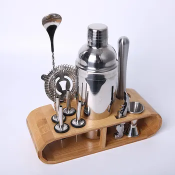 

Bartending Kit Cocktail Shaker Set kit Bartender Kit shakers Stainless Steel 12-Piece Bar Tool Set with Stylish Bamboo Stand