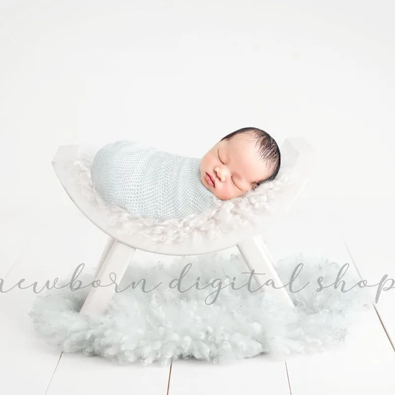 2021 Newborn Photography Props Do Old Solid Wood Sofa Semi-round Stool Photo Studio Children Props Crescent Stool Posing Props