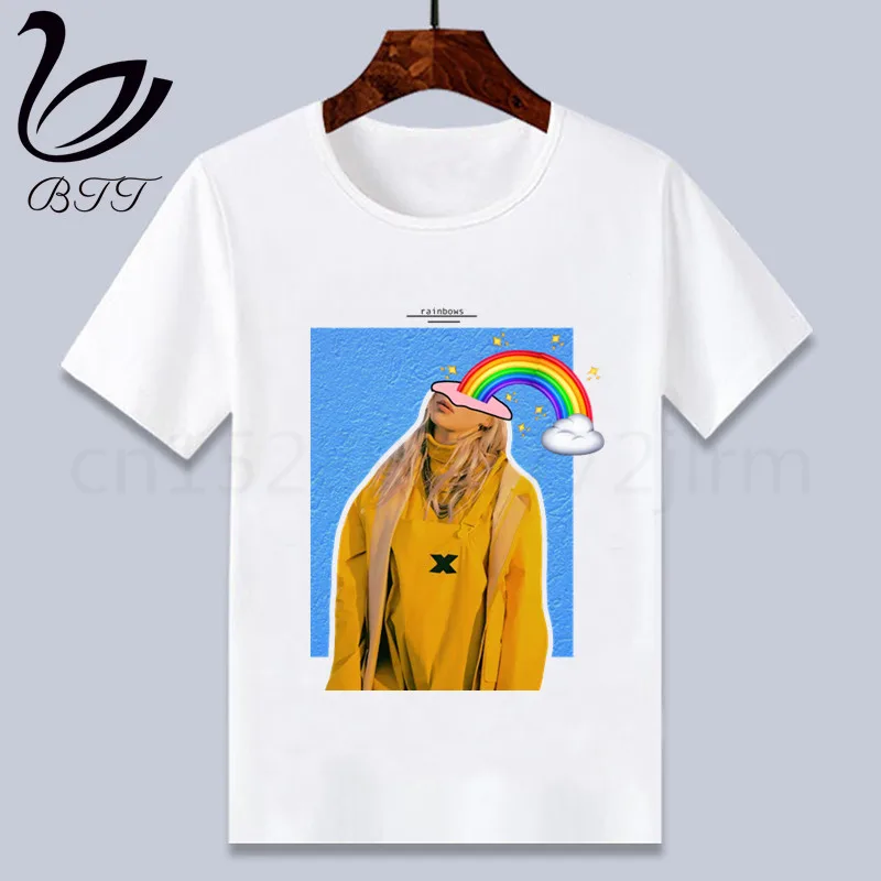 M Billie Eilish/Одежда для маленьких мальчиков; детская футболка с забавным рисунком; детские летние топы с круглым вырезом; футболка для мальчиков и девочек; одежда для малышей - Цвет: M
