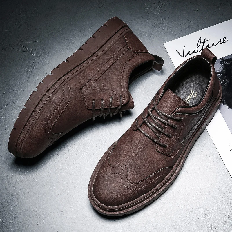 men classical leather casual shoes italian designer dress work male footwear elegant moccasins homme trend brogue shoes for men (29)