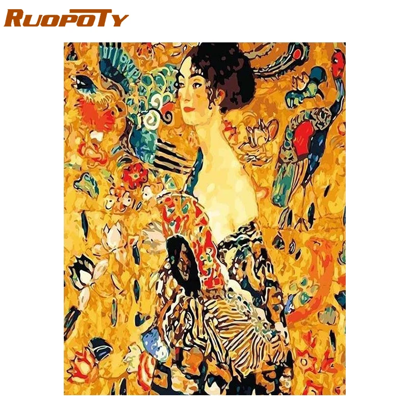 RUOPOTY Frame Famous Picture Painting By Numbers Home Decors Canvas Figure Acrylic Paint For Wall Art | Дом и сад