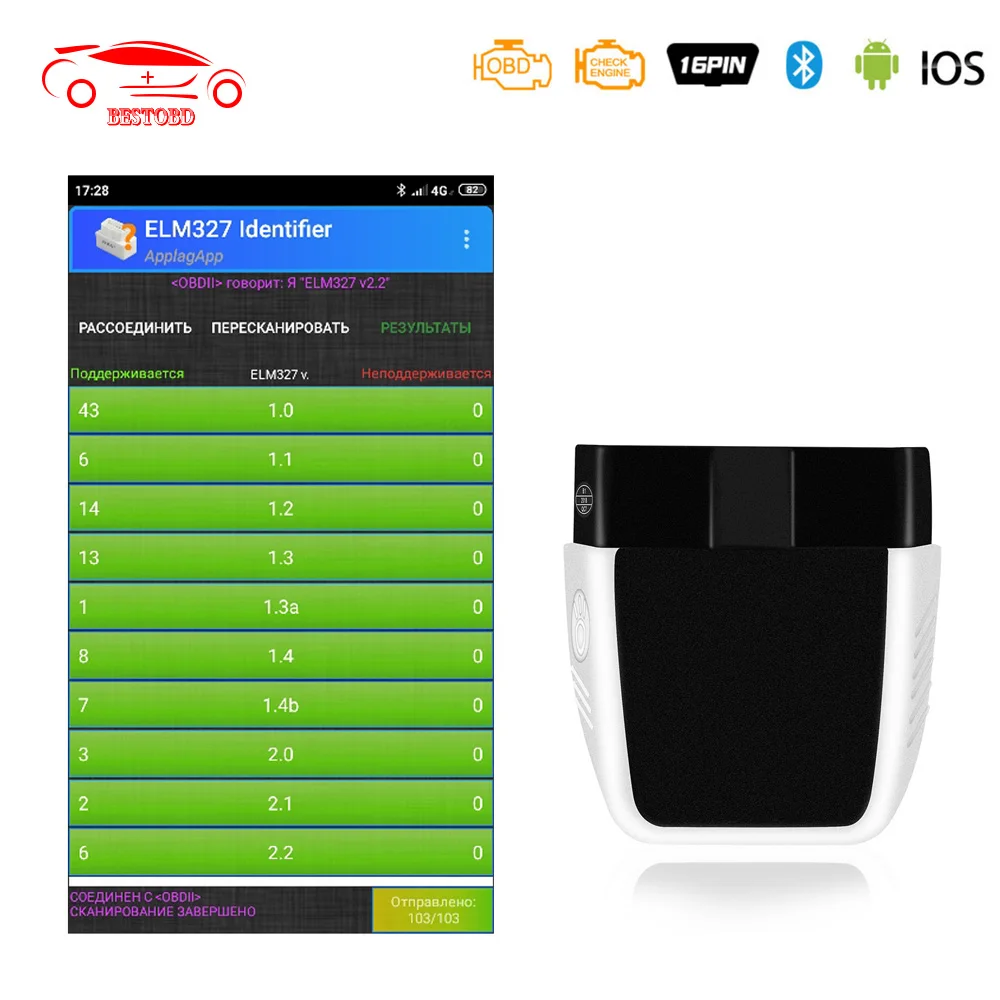 Elm327 v2.2 pic18f25k80 obd2 scanner bluetooth 4.0 para ios/android obd varredura melhor do que elm 327 v 1 5 ferramenta de diagnóstico do carro