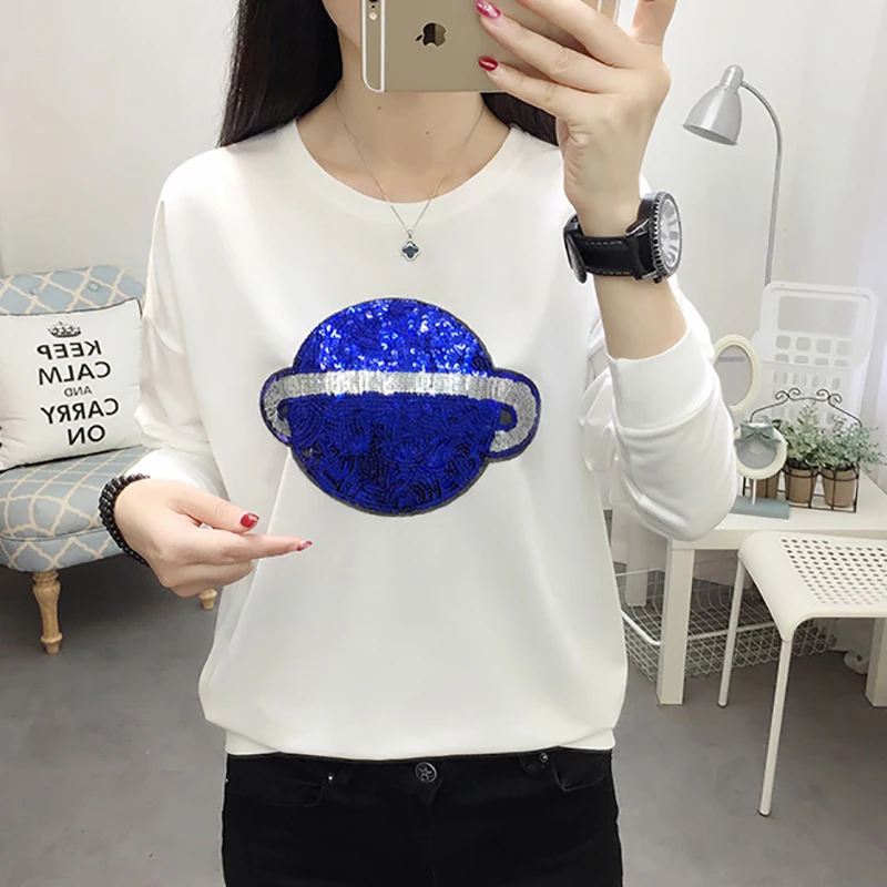 

shintimes Geometric Sequin Hoodie Winter Clothes Plus Size Hooded Sweatshirt Women Fall 2019 Autumn Sweat Femme Sudaderas Mujer