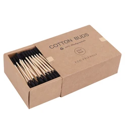 Double Head Cotton Swab Bamboo Sticks Absorbent Cotton Disposable Cotton for Beauty Makeup Nose Ears Cleaning 200pcs/box